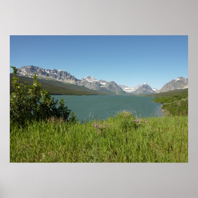 Utsikt över Swiftcurrent Lake vid Glacier National Poster (Framsidan)