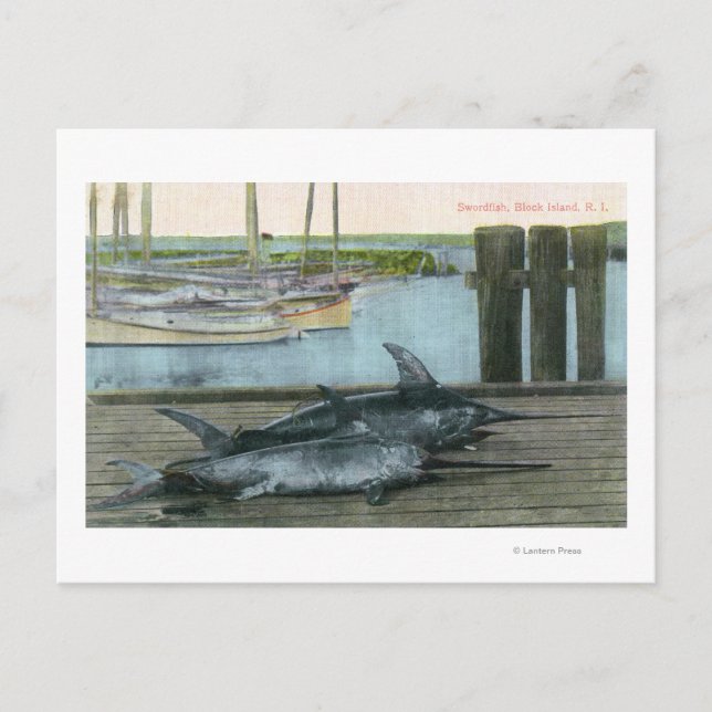 Utsikt över två svärdfiskar vykort (Framsida)