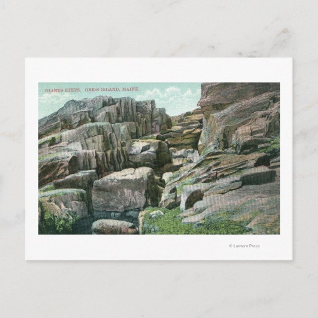 Utsikt över uppstigande gigantiska klipptrappor i  vykort (Framsida)