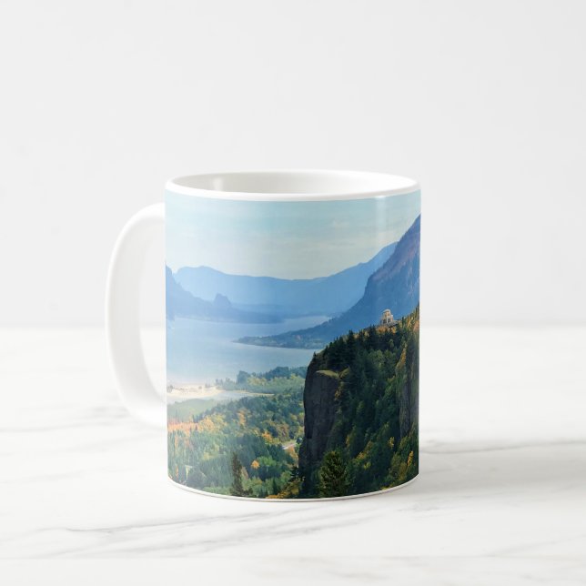 Utsikt över Vista House, Columbia River, Oregon Kaffemugg (Framsida vänster)