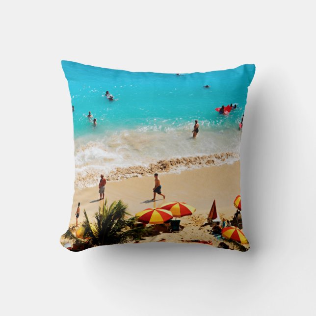 Utsikt över Waikiki Beach, Honolulu Kudde (Framsida)