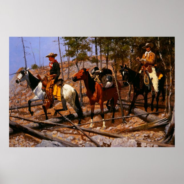 Utsikterna för boskapsområdets Frederic Remington Poster (Framsidan)