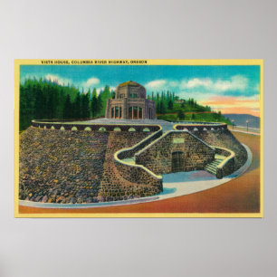 Utsikthus på Columbia River, Oregon Poster