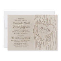 utsirade träd bröllopsinbjudningar i rustik stil