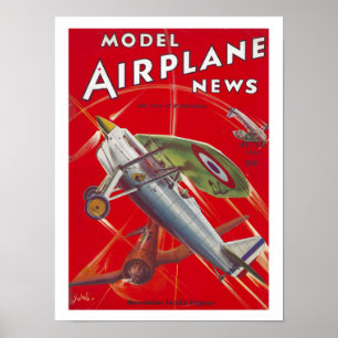 UTSKRIFT 1936 FLYGPLANS MAG TÄCKER ILLUSTRATION POSTER