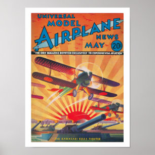 UTSKRIFT 1937 FLYGPLANS MAG TÄCKER ILLUSTRATION POSTER