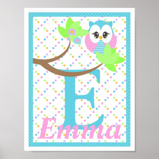 Utskrift 2 för Widdle Uggla Anpassningsbar Brev-Na Poster (Framsidan)