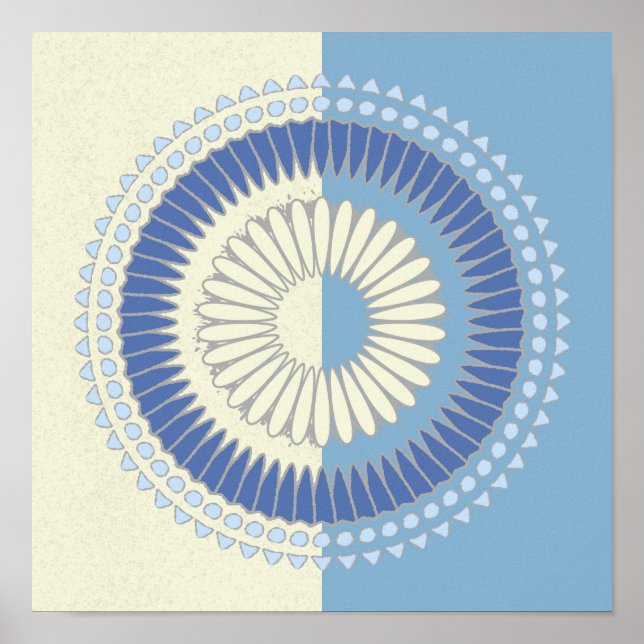 Utskrift av abstraktens blå cirkel poster (Framsidan)