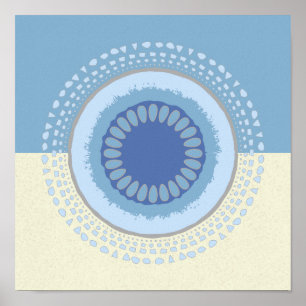 Utskrift av abstraktens blå och roliga blomstercir poster