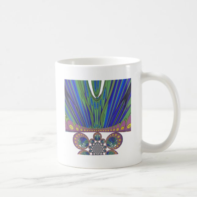 Utskrift av afrikansk blå Lila dekorativ teckning Kaffemugg (Höger)
