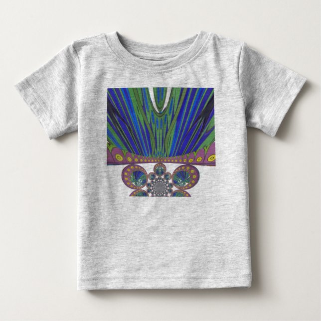 Utskrift av afrikansk blå Lila dekorativ teckning T Shirt (Framsida)