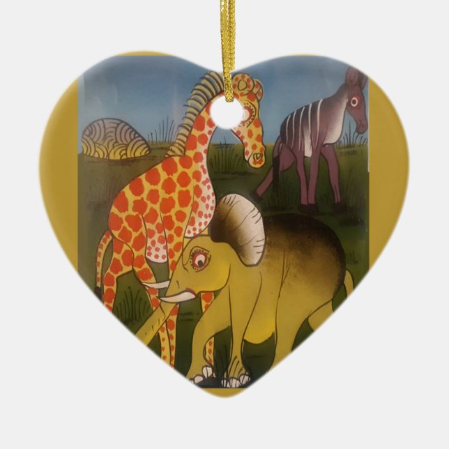 Utskrift av afrikanska trikonst julgransprydnad keramik (Framsidan)