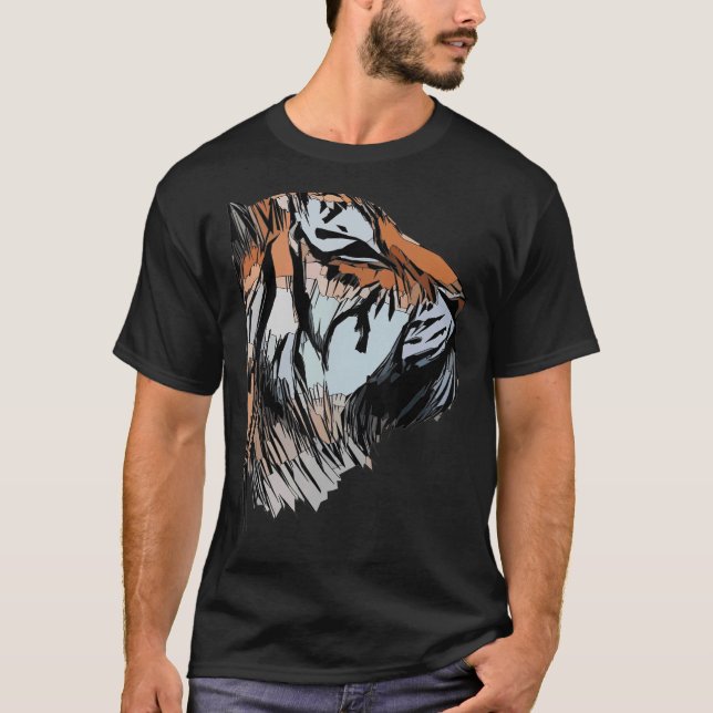 Utskrift av animaliska Ansikte-avtryck av Tiger He T Shirt (Framsida)