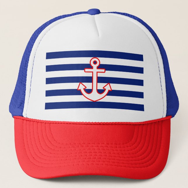 Utskrift av ankare på Nautical Navy Blue Rand Keps (Framsida)