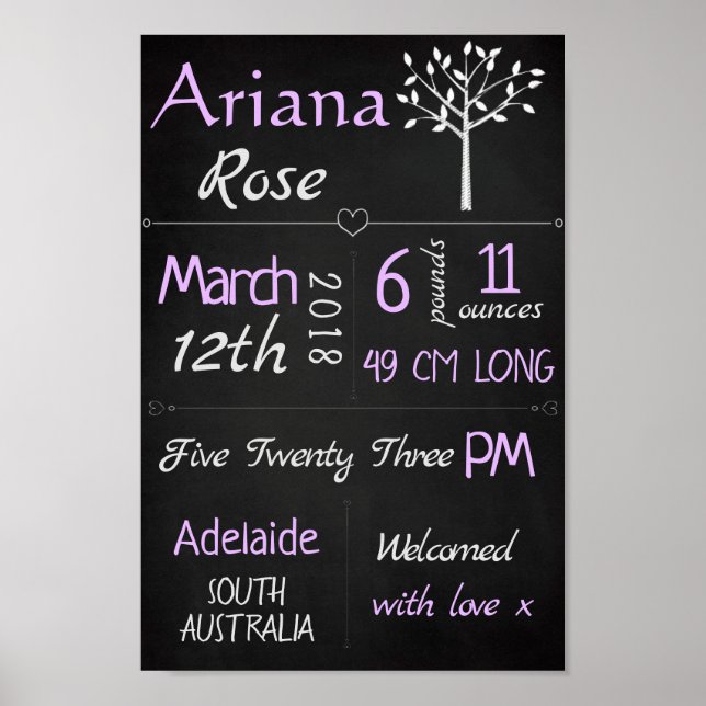 Utskrift av Anpassningsbar av baby-fågelstatistik  Poster (Framsidan)