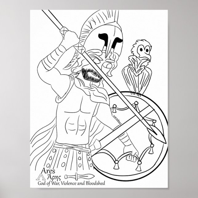 Utskrift av Ares Coloring Page Poster (Framsidan)