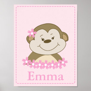 Utskrift av Baby av GIRL Bambino Monkey Nursery Ro Poster