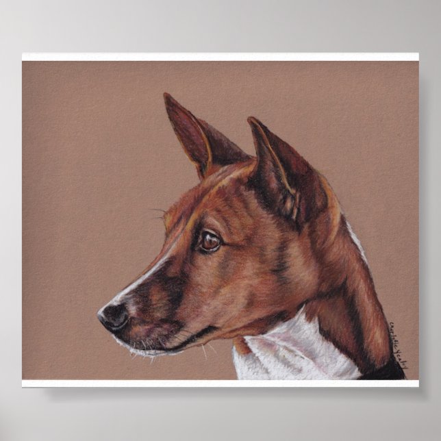 Utskrift av Basenji Hund Art Poster (Framsidan)