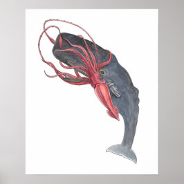 Utskrift av bläckfiskkonst och valsfärgsfärg poster