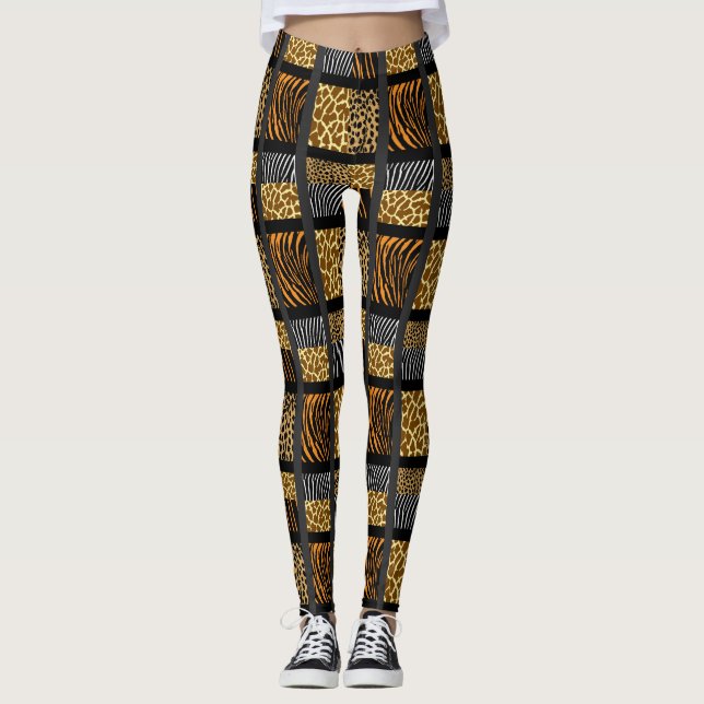Utskrift av blandade djur leggings (Framsida)