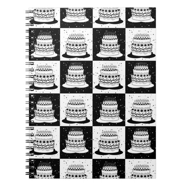 Utskrift av block för svart, vitt kummelfärgat anteckningsbok (Framsidan)