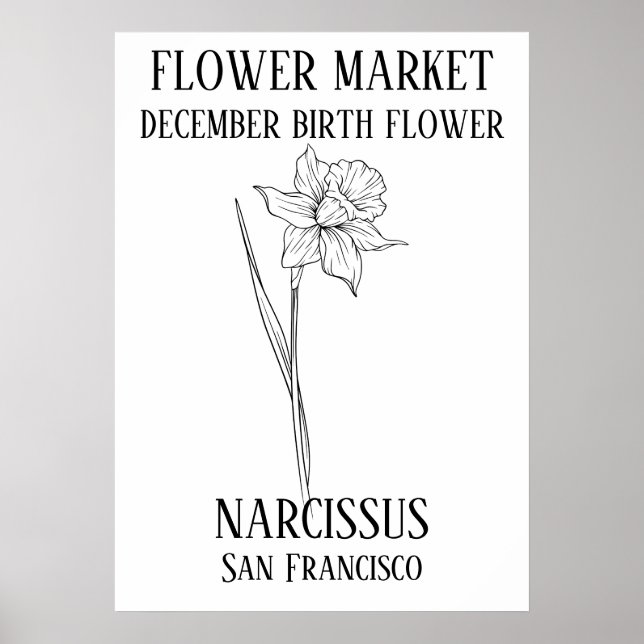 Utskrift av blomman från blomman DECEMBER Art Poster (Framsidan)