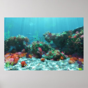 Utskrift av blommor i havet poster