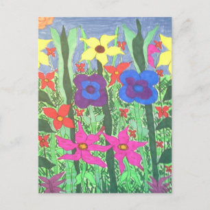 Utskrift av bohemisk Blommigt Vykort