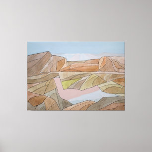 Utskrift av borttappad Beach Watercolor Line Art Canvastryck