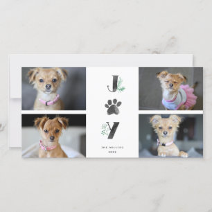 Utskrift av botaniskt joy Paw   Pet 4 Fotokollage Julkort