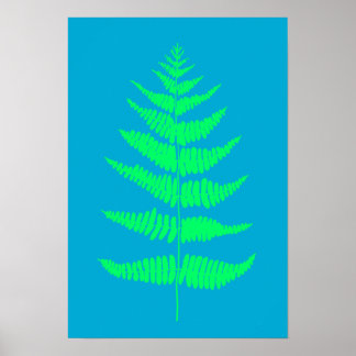 Utskrift av Bright Aqua Blue Fern Plant Poster