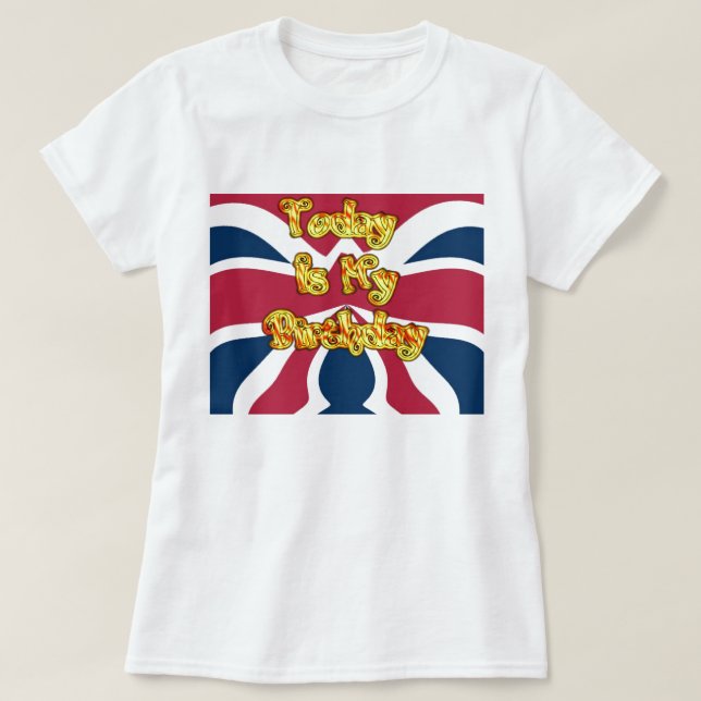 Utskrift av brittisk födelsedagspresent t shirt (Design framsida)