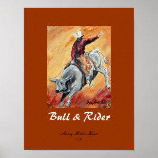 Utskrift av Bull och Rider - Anpassad Poster