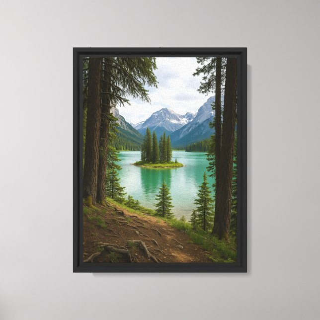Utskrift av Canvas Wall för bergön Sjö (Framsida)
