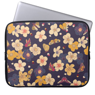 Utskrift av Cherry Blommar Butterfly Asian Print Laptop Fodral