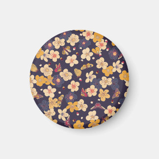 Utskrift av Cherry Blommar Butterfly Asian Print Magnet