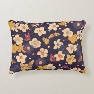 Utskrift av Cherry Blommar Butterfly Asian Print Prydnadskudde