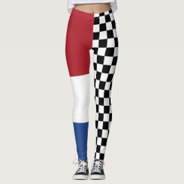 Utskrift av coola, svart och vit Flagga-utcheckad Leggings