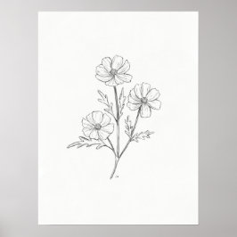 Utskrift av Cosmo Pencil Teckning Art Poster