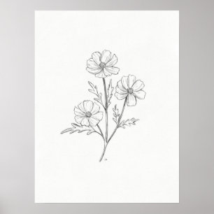 Utskrift av Cosmo Pencil Teckning Art Poster