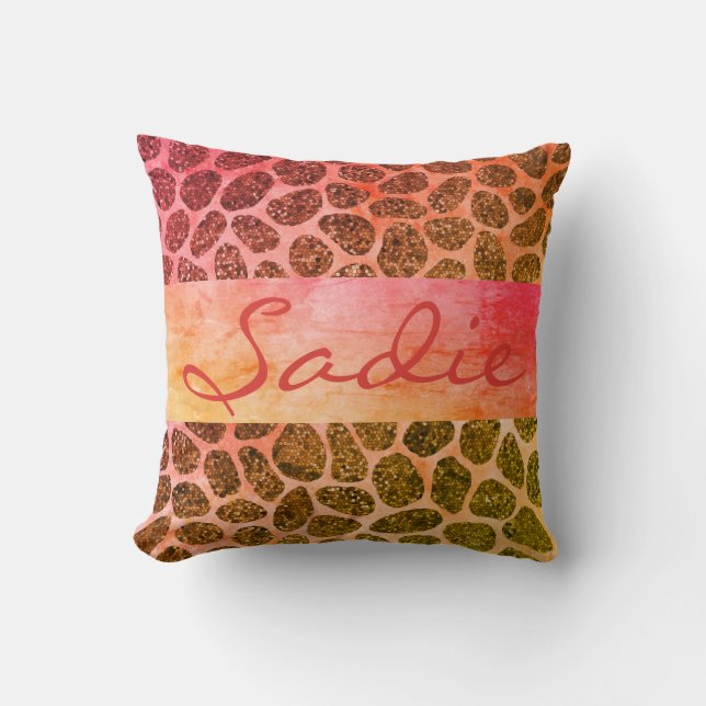 Utskrift av Cotton Candy Patchwork Animal Print Kudde (Framsida)
