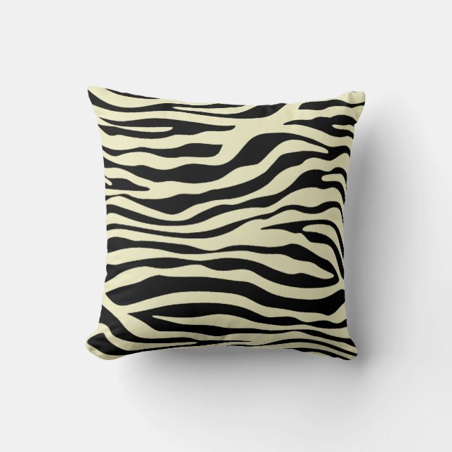 Utskrift av Cream Zebra ränder Animal Kudde (Framsida)