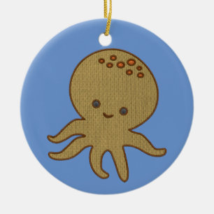 Utskrift av Cute Octopus Tecknad Embroidery Julgransprydnad Keramik