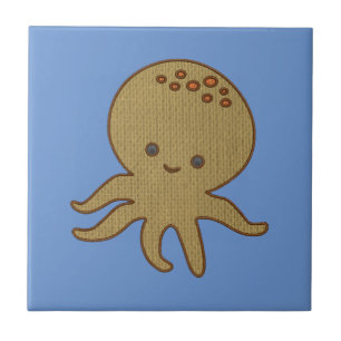 Utskrift av Cute Octopus Tecknad Embroidery Kakelplatta