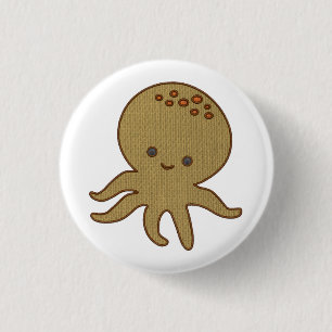 Utskrift av Cute Octopus Tecknad Embroidery Knapp