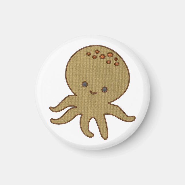 Utskrift av Cute Octopus Tecknad Embroidery Magnet (Framsidan)
