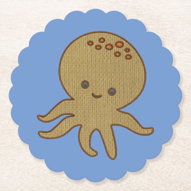 Utskrift av Cute Octopus Tecknad Embroidery Underlägg Papper (Framsida)