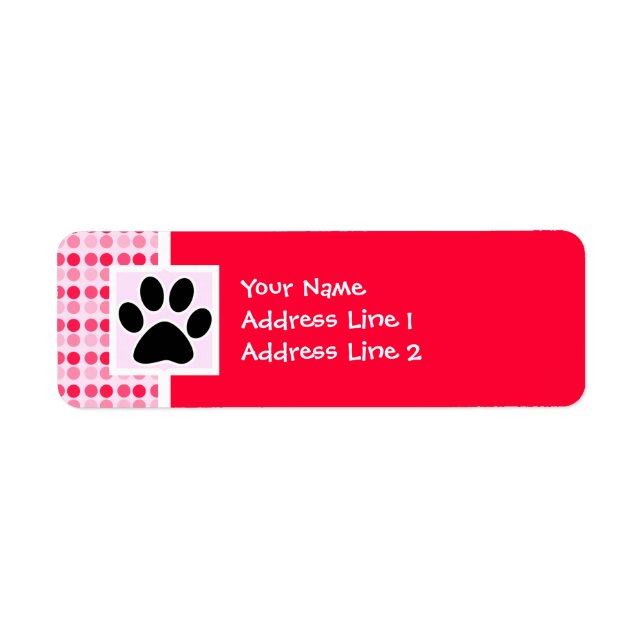 Utskrift av cute Paw Returadress Etikett (Framsidan)
