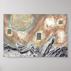 Utskrift av dag och natt - Abstrakt liggande Poster