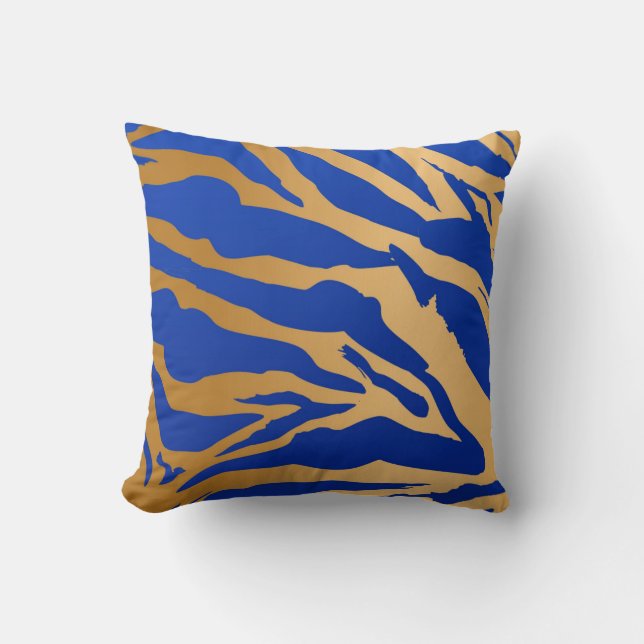 Utskrift av Dekorativ kudde för Blue & Guld Tiger (Framsida)